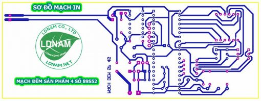 Sơ đồ mạch in mạch đếm sản phẩm 4 số dùng 89S52 hiển thị 4 LED 7 đoạn LDNam
