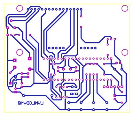 Sơ đồ mạch in của mạch đồng hồ số thời gian thực hiển thị LCD PIC16F877A LDNam