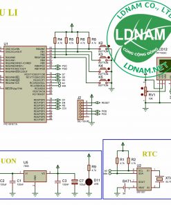 Sơ đồ nguyên lý mạch lịch vạn niên LCD thời gian thực PIC16F877A LDNam