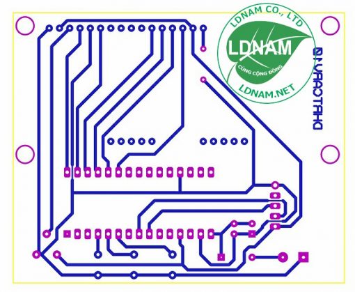 Sơ đồ mạch in mạch đồng hồ thời gian thực ARDUINO hiển thị LCD LDNam