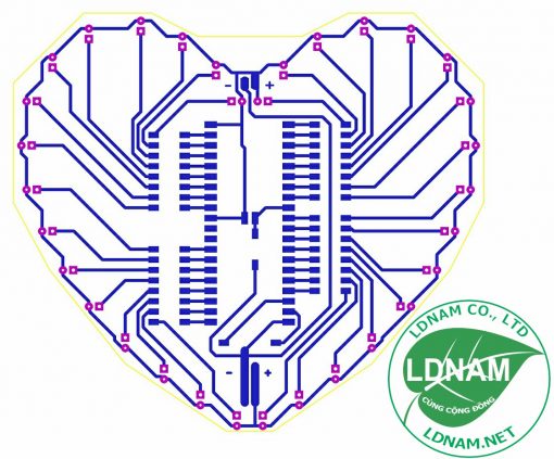 Sơ đồ mạch in mạch led trái tim đơn giản LDNam