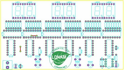 Sơ đồ bố trí linh kiện mạch đồng hồ IC số LED 7 đoạn anode chung LDNam