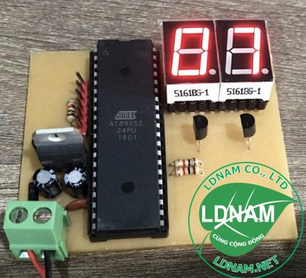 Mạch đếm tự động 89S52 lên 2 LED 7 đoạn đơn giản LDNam