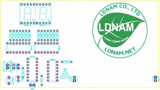 Sơ đồ bố trí linh kiện mạch đếm sản phẩm 2 số IC số LDNam